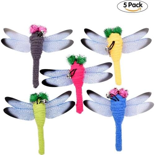5 Pack Cat Toys Dragonfly Replacement Head of Cattle Cat Teaser Replacement Feathers 12 * 15cm #W0