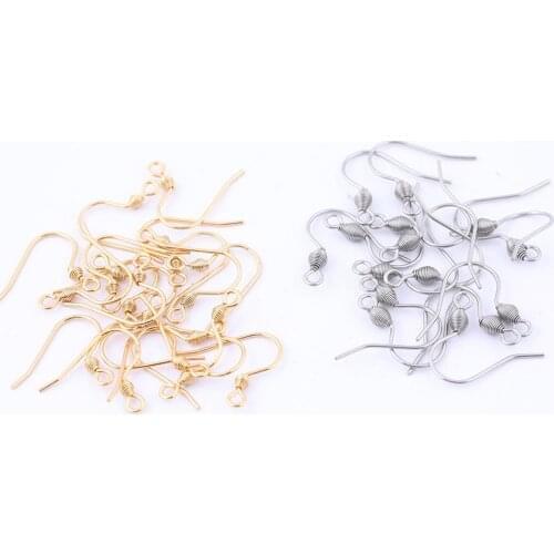50pcs 18x19mm Earring Hooks For Jewelry Making Supplies Diy Gold Plated Stainless Steel Hypoallergenic Ear Wire Clasp