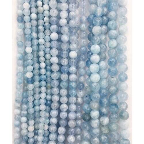 Aquamarine Color Natural Quartz Sea Blue GEMSTONE Beads for Gem Stone Jewelry Bracelet Earring Making DIY 4/6/8/10MM