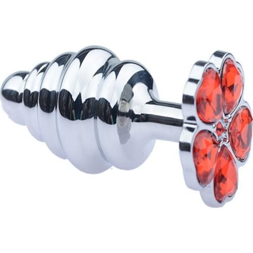 Plum petal anal jewelry spiral butt plug anus dilator stimulator g spot metal anal plug sex toys for men woman adult ass plug