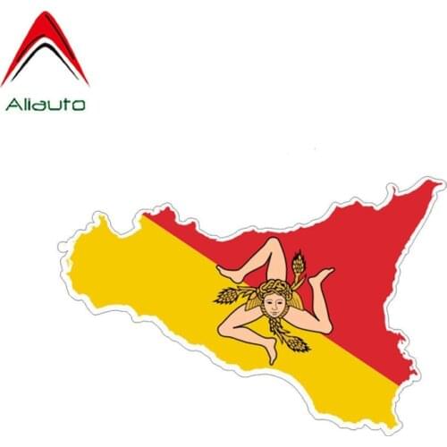 Aliauto Creative Car Sticker Sicilia Flag Map Reflective Vinyl Decal Cover Scratches for Subaru Forester Octavia Gti ,9cm*14cm