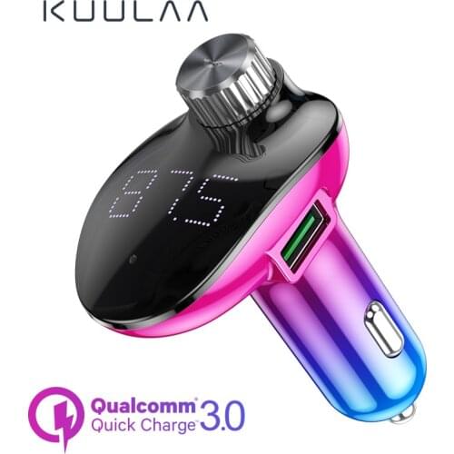 KUULAA Dual USB Car Adapter QC3.0 Car Charger Quick Charge Cigarette Socket Lighter Car Bluetooth FM Transmitter