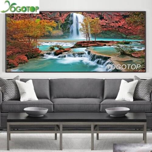 Large Mountain waterfalls tree DIY Diamond Painting Diamond embroidery Full Square Round drill 3d mosaic natural scenery YY2673