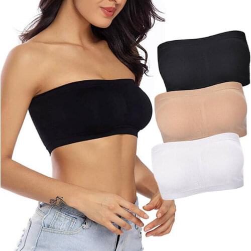 New Plus Size S-3XL Breast Lift Wire-free Tube Top Women Invisible Seamless Padded Comfort Strapless Stretch Bandeau Bra