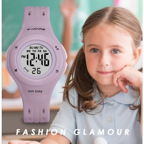 PANARS Kids Watch 50M Waterproof Children Wristwatch Alarm Clock Colorful Flash LED Multi-function Watches for Girls Boys