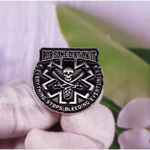 Rub Some Dirt On It enamel pin Hook and Loop Tactical Pirate Badges Emblem Accessory