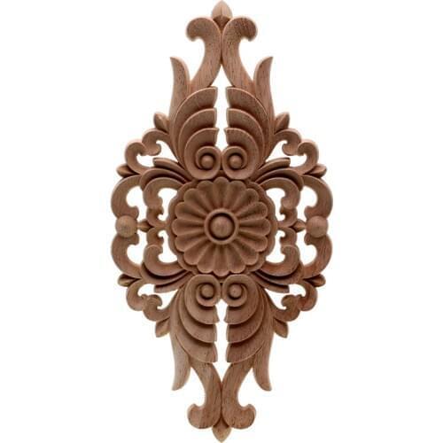VZLX European Decorative Wood Appliques Woodcarving Decal Home Furniture Carved Window Door Decor Wooden Figurines Crafts DIY