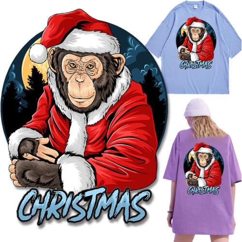 Gorilla Chrismas Hat Iron-on Transfers Washable Stickers on Clothes Applique on Clothes Ironing stickers