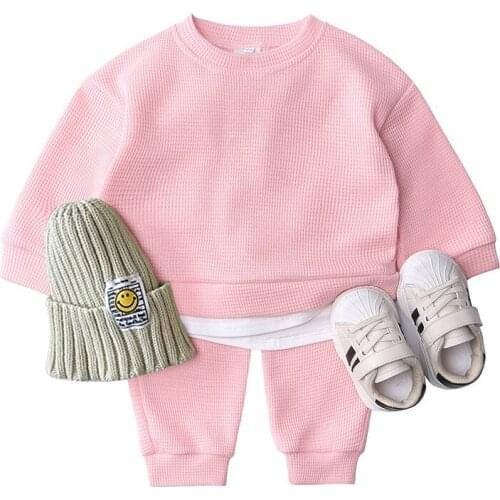 Boys Girls Cotton Kids Casual 2 pieces Clothes Sets Autumn Tracksuits Long sleeve Tops Infant Shirts Set