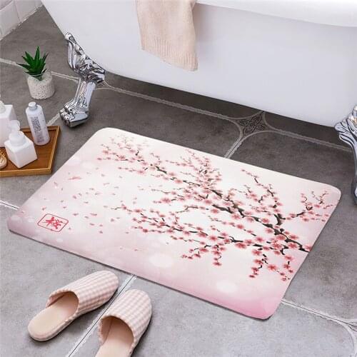 Cherry Blossoms Entrance Door Floor Mat Door Mat Non-Slip Foot Pad Home Welcome Carpet For Hallway Bath Kitchen Doormat