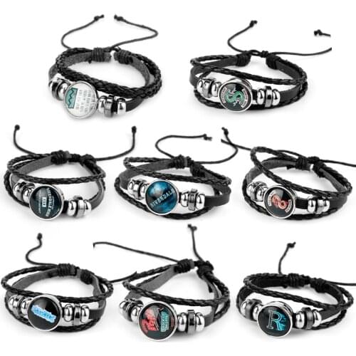 The Riverdale Leather Bracelet Riverdale Jewelry Glass Dome Cabochon Black Multilayer Leather Mens Bracelet Gift