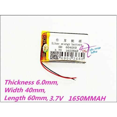 Liter energy 3.7V lithium polymer battery 604060 064060 1650mAh GPS card mobile phone