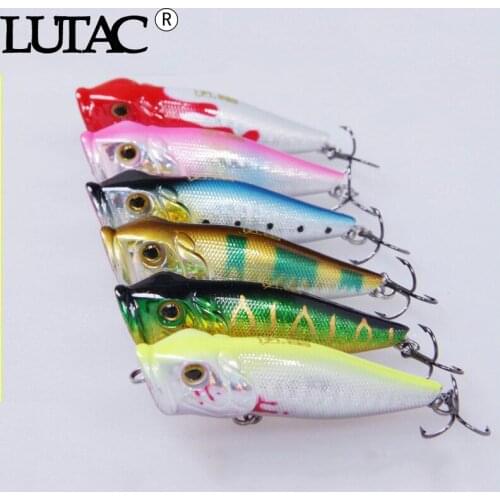 LUTAC fishing lures popper hard baits 65mm 9g/ 80mm 16g top water 3D fish eyes carp fishing artificial bass baits