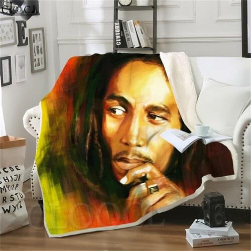Fashion Thicken Blanket Bob Marley Printed Throw Blankets for Beds Plush Fluffy Teenager Home Decoration Beddings Adult Quilt