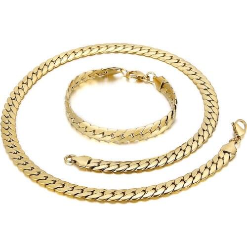 8mm Snake Chain Hip Hop Rock Mens Jewelry Set Bracelet Necklace Party Wear And Accessories