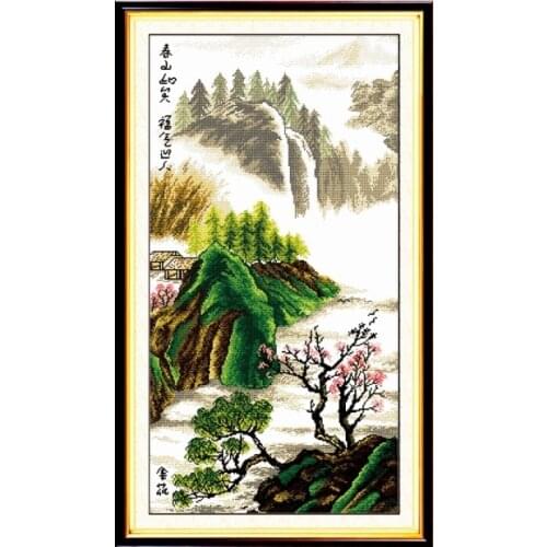 Hills spring cross stitch kit Chinese mountain river count print 14ct 11ct hand embroidery DIY handmade needlework supplies bag