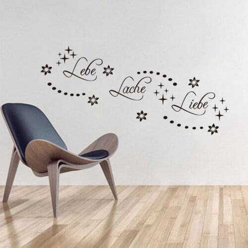 Stickers Lebe Lache Liebe Vinyl Wall Decal Mural Art Wallpaper Living Room Home Decor Poster German Quote House Decoration