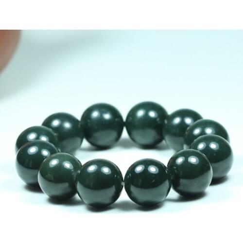 Natural 20mm Hetian Jade Round Beads Elastic Bracelet Charm Jewellery Fashion Accessories Hand-Carved Man Woman Amulet Gifts