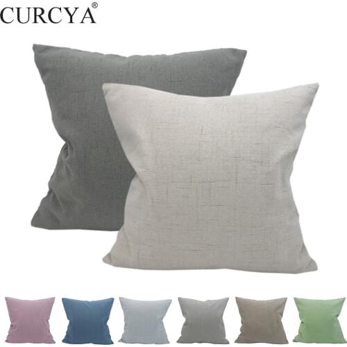 CURCYA Polyester Like Linen Thick Sofa Cushion Covers Cases Solid Color Decorative Throw Pillow Cover for Car Chair Seats