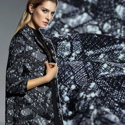 New technology wool jacquard fabric woven wool polymerization process wool yarn blended fabric winter coat skirts high fashion