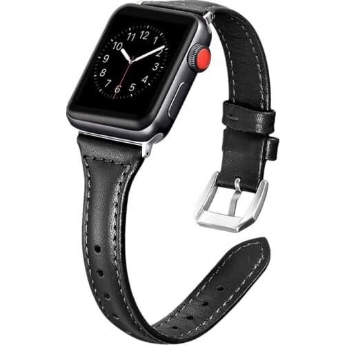 Leather Slim Watch Strap For Apple Watch 6 SE Band 44mm 40mm iWatch 5 4 Watchbands For Applewatch 3 2 1 42mm 38mm Bracelet