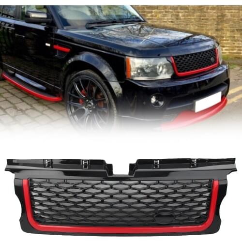 Car Front Grille Upper Mesh Grill For Land Rover RRS Range Rover Sport 2005 2006 2007 2008 2009 Black Frame Red Edge ABS Plastic