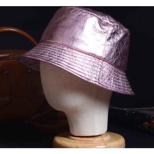 Womens Ladies Real leather Sunbonnet Fedoras Fishing Hat Bucket Hats Cloche Hat Caps/Hats