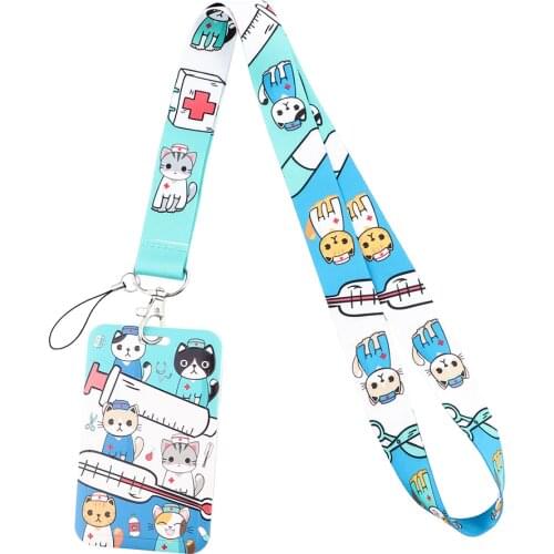 CB600 Cat Doctor Nurse Lanyard For Key Cell Phone Hanging Rope Keycord USB ID Card Badge Holder Keychain DIY lanyards