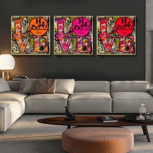 Modern Pop Street Graffiti Art Canvas Paintings Modern Posters Prints Love Wall Art Pictures for Living Room Home Decor Cuadros
