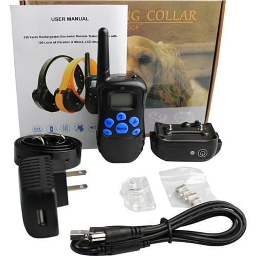 Dog Collar Waterproof Rechargeable Electric pet Training tool With Remote Control vibrating shock Collar for Dogs