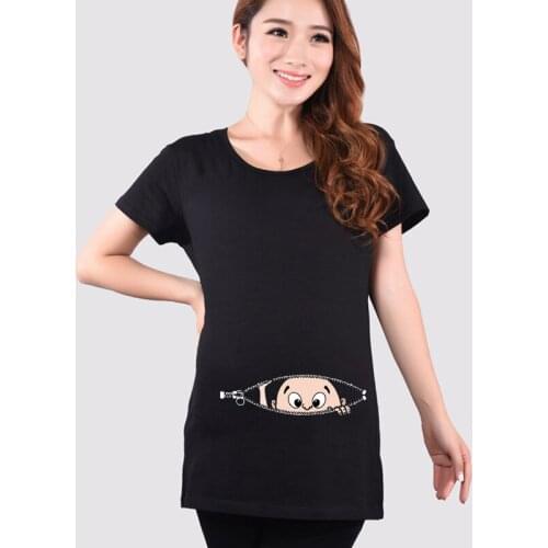 Maternity Funny Baby Peeking Out Shirts Hot Summer Premama Wear Clothing Pregnancy T Shirt Pregnant Women Tops Tees Clothes