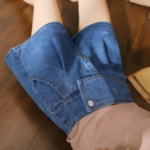 2019 Summer Casual Womens High Waisted Wide Leg 4xl 5xl Blue Denim Shorts , Spring Fashion Jean Shorts For Women