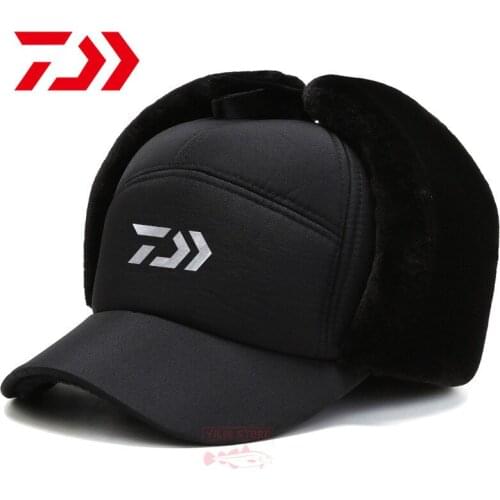 Daiwa Winter Warm Windproof Fishing Hat Men Outdoor Camping Hunting Cap Plus Velvet Lei Feng Cap Ski Cold Anti-snow Fishing Cap