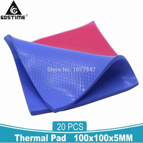 20 PCS Gdstime 100 x 100 x 5mm Thermal Pad CPU GPU North South Bridge Chipset Heatsink Cooling Conductive Silicone Pads