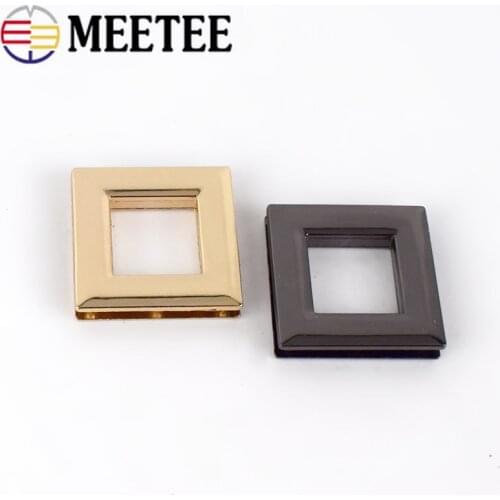 5/10pcs Meetee 17mm Metal Square Ring Buckles Eyelet Screw Buckle for Hangbag Belt Strap Dog Chain Clasp Hooks DIY Leather Craft