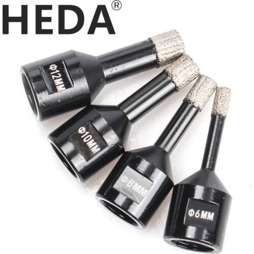 HEDA 6-12mm M14 thread Dry Vacuum Brazed Diamond Drilling hole saw Ceramic Tile Hole Saw for Granite marble drill bits