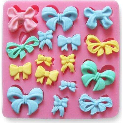 Free Shipping 15 Mini Bow Cooking Tool Fondant Shaped Mold Baking Cake Diy Sugar Silicone Craft Fondant Mold Tray Candymold