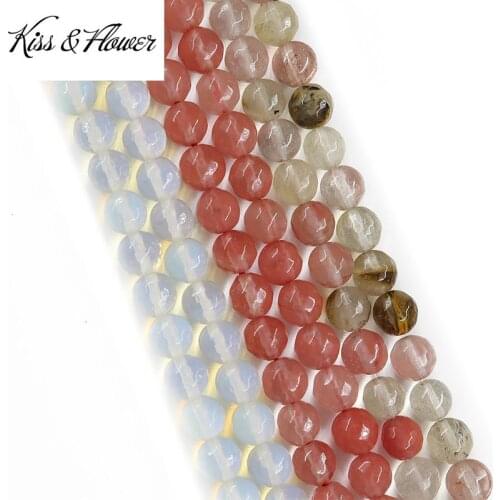 KISS&FLOWER LB45 4 6 8 10 12mm Natural Stone Jewelry DIY Making Accessories Bracelet Necklace Watermelon Faceted Round Beads