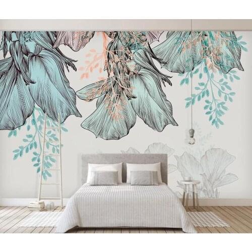 Diantu Flower Wallpaper Cheaper Wall Mural Minimalist Wall Paper Floral Canvas Prints for Bedroom Background 3d Wallpaper Blue