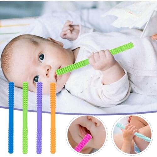 BPA Free Safe Teething Ring Gift For Infant Baby Chewing Molar Stick Baby Teethers Chew Toys Silicone Hollow Teething Tube