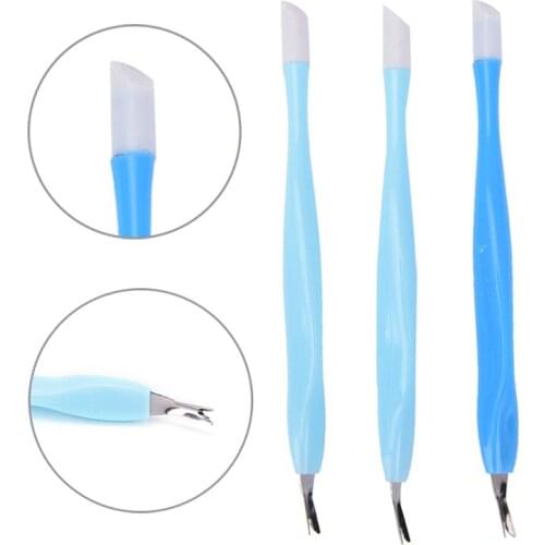 2 Ways Cuticle Pusher Pink Soft Manicure Stick Rubber Pressure Pen Rod Dead Skin Fork Peeling Knife Trimmer Nail Remover