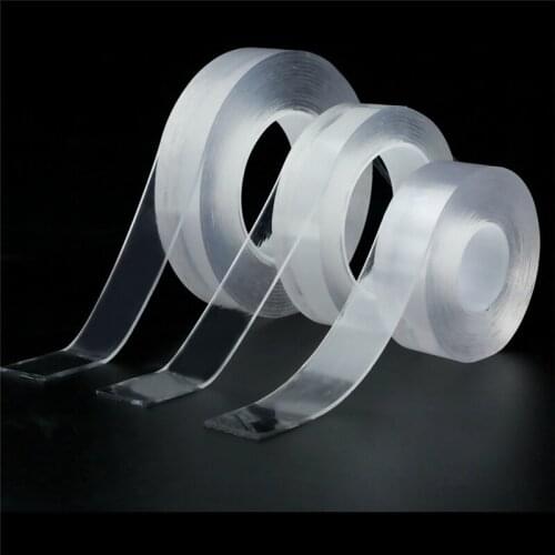 2021 Thick 2mm Home Reusable Tape Double Sided Adhesive For Face Super Strong Traceless Nano Glue Gadget Transparent Width 30mm