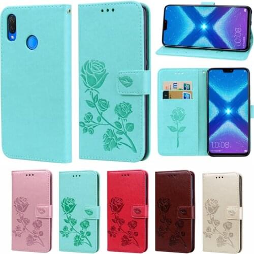 Honor 8X Fashion Rose Flower Leather Flip Case For Huawei Honor 8X Funds Mobile Phone Cover For Huawei Honor 8 X Capa