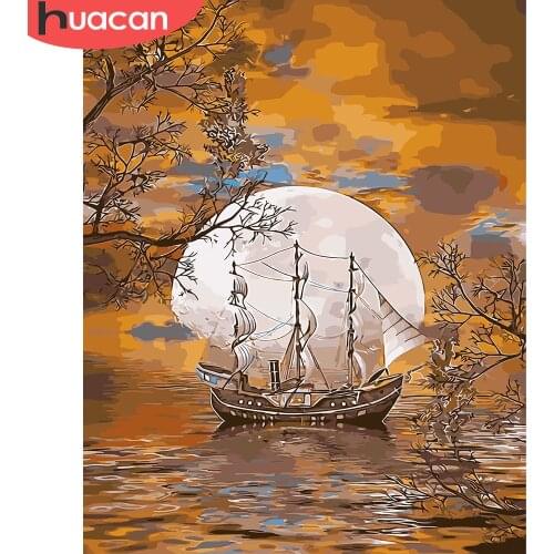 HUACAN Paint By Number Autumn Scenery Kits Drawing Canvas HandPainted DIY Pictures By Number Ship Home Decor Oil Painting