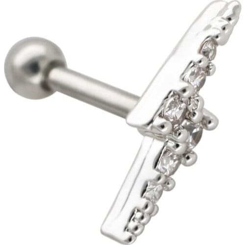 JHJT MUSI 16G/1.2mm Cartilage Earring Stud Nail G23 Titanium Lightning Cartilage Ear Piercing Body Jewelry