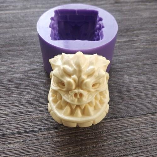 Stone Monster Head Silicone Mold, Glue Drop Plaster Resin Mold, Chocolate Baking Fondant Mold 17255
