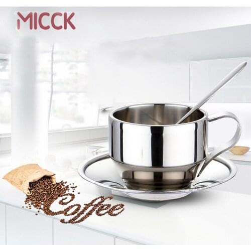 MICCK Stainless Steel Coffee Cup 3 Set With Dish Coffee Spoon Sweet Taste Afternoon Tea Set Sugar Bowl Cup Bella Barista Beauty