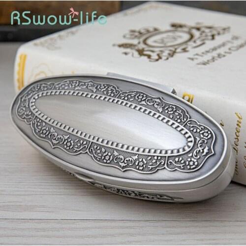 Metal European Style Creative Retro Oval Jewelry Box High-end Texture And Exquisite Personality Jewelry Storage Treasure Chest