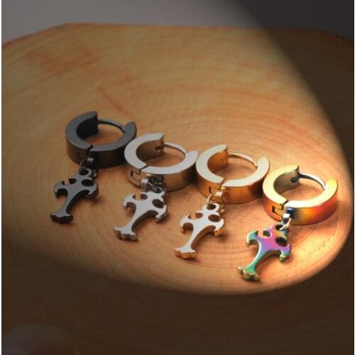 Fashion Stainless Steel Cross Earrings Unisex Punk Ear clip Men Earrings Cool For Women Girls Friendship Jewelry Accessories