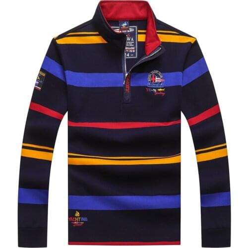 New Arrival Fashion Tace & Shark Sweater Men Stand Collar Half Zipper Embroidery Striped Mens Knitted Sweaters cardigan Pullover